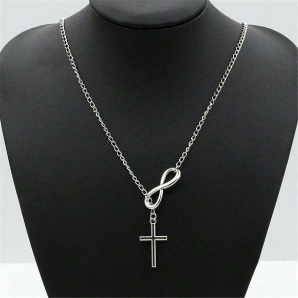 Infinity Cross Necklace Silver Plated - Picture 3 of 7